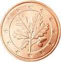 Oak twig on back of German 2 cent coin