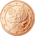 Oak twig on back of German 5 cent coin