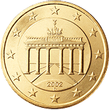 Brandenburg Gate on back of German 50 cent coin